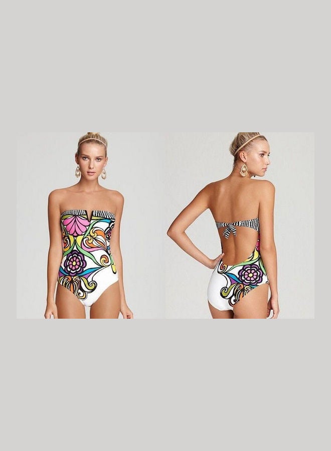 جولي قطعة واحدة بدون حمالات مزينة بطبعة - Image 2