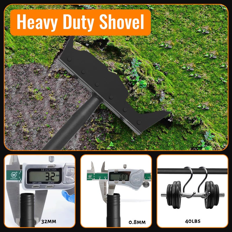 ABtool Garden Flat Shovel Scraper, Multifunctional Garden Cleaning Shovel with 59 Inch Long Handle, Heavy Duty Outdoor Floor Scraper for Weed Cleaning,Trenching,Edging and Removing Snow,Ice,Weeds,Dirty,Moss - Image 3
