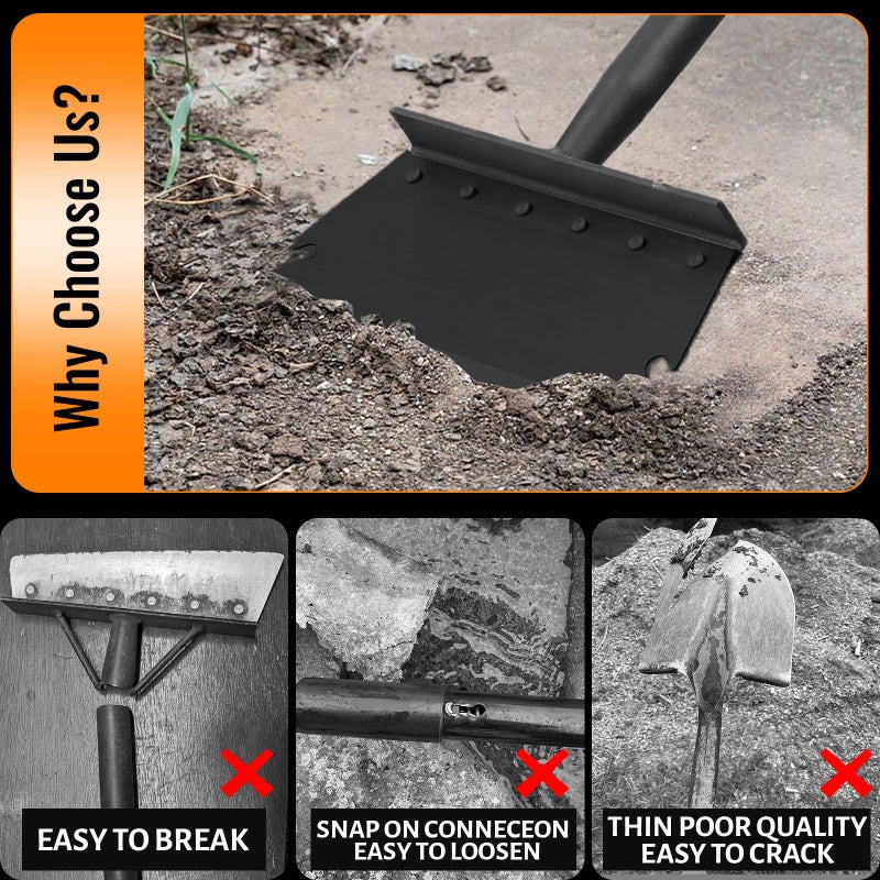 ABtool Garden Flat Shovel Scraper, Multifunctional Garden Cleaning Shovel with 59 Inch Long Handle, Heavy Duty Outdoor Floor Scraper for Weed Cleaning,Trenching,Edging and Removing Snow,Ice,Weeds,Dirty,Moss - Image 4