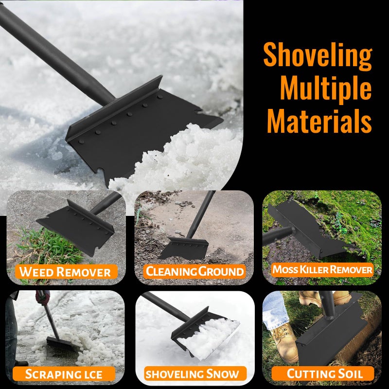 ABtool Garden Flat Shovel Scraper, Multifunctional Garden Cleaning Shovel with 59 Inch Long Handle, Heavy Duty Outdoor Floor Scraper for Weed Cleaning,Trenching,Edging and Removing Snow,Ice,Weeds,Dirty,Moss - Image 2