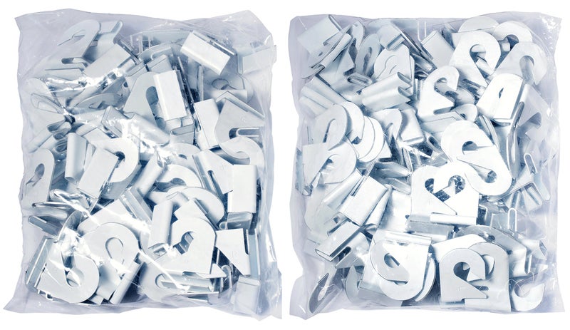 GlossyEnd Pack of 50 Pairs - High Strength Aluminum Two Piece Ceiling Hooks for Drop-Ceiling T-Bars, 50 Right and 50 Left, White Enamel Finish, Holds up to 15 lbs. 1" W x 1 ½"H - Image 2