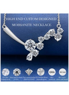 RUKYU Moissanite Necklace-5.4CT Certified Moissanite, Necklaces for Women -925 Sterling Silver Plated Premium 18K White Gold Moissanite Pendant Diamond,Necklace for Girlfriend  - Image 2