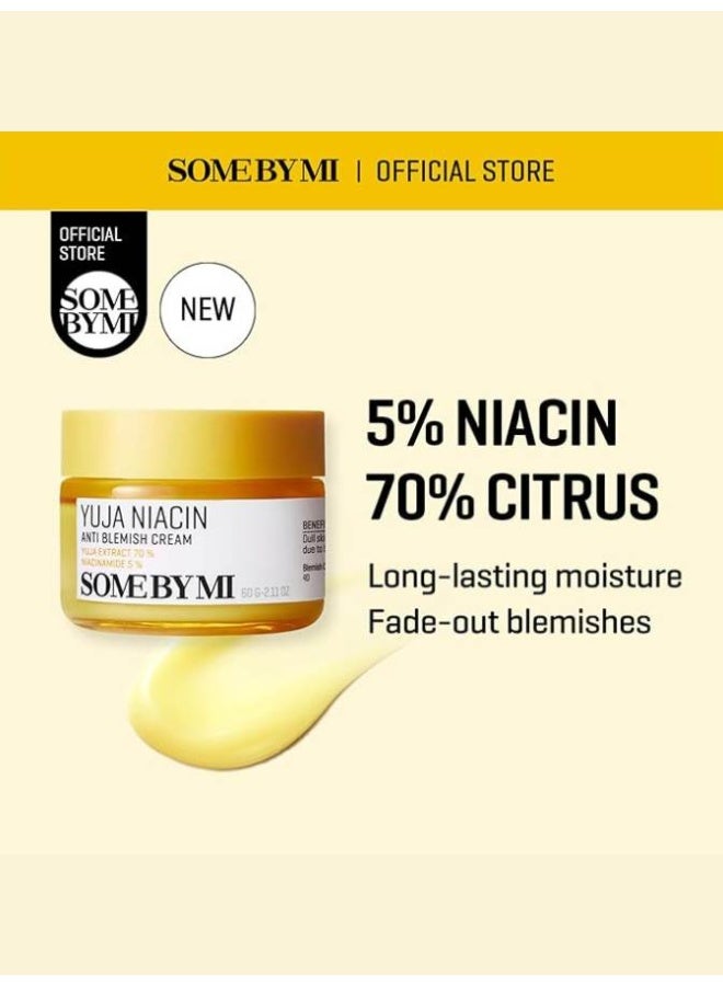 SOME BY MI Yuja Niacin Anti Blemish Cream 60ml (2.02oz) – Brightening Vitamin C + Niacinamide Gel Moisturizer for Dark Spots, Acne Marks & Uneven Tone | Lightweight Hydrating Korean Face Cream with Yuzu (Yuja) Extract for Glow, Pore Care & Smooth, Clear Skin – Daily Spot-Fading Cream 60ml - Image 3