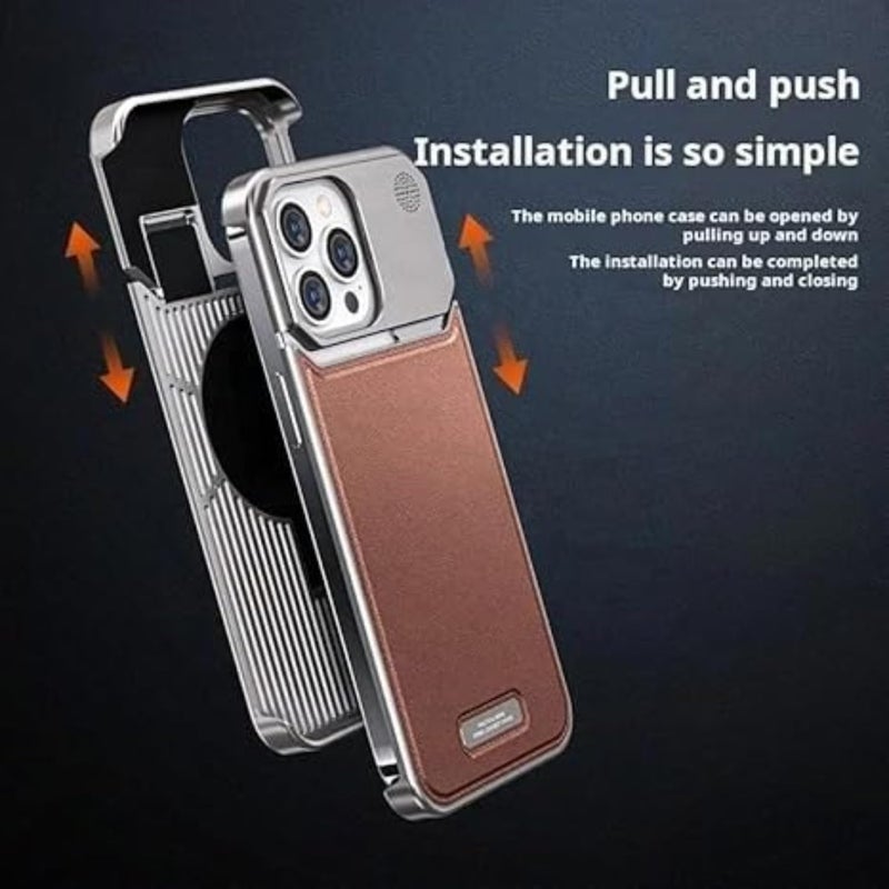 Tech Trendz Premium Metallic Aero Flex Aluminium Leather Case with Aroma Perfume Cover Compatible for iPhone 16 Pro Cover with Fragrance Aroma for iPhone 16 Pro Leather Cover (Brown) - Image 4