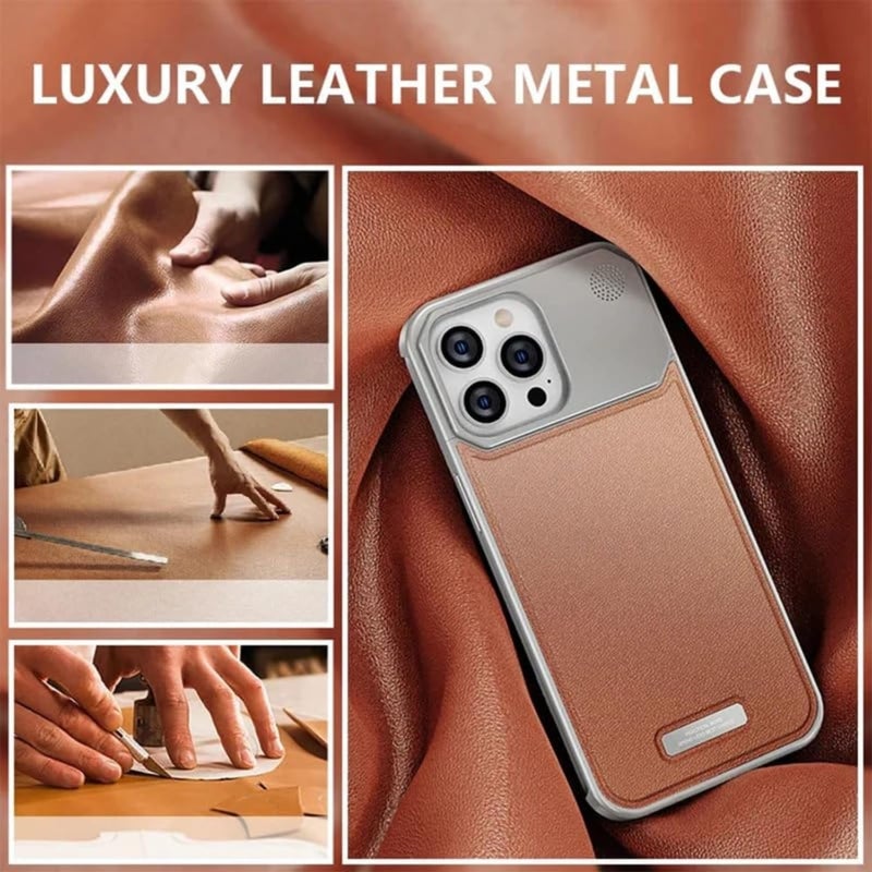 Tech Trendz Premium Metallic Aero Flex Aluminium Leather Case with Aroma Perfume Cover Compatible for iPhone 16 Pro Cover with Fragrance Aroma for iPhone 16 Pro Leather Cover (Brown) - Image 5