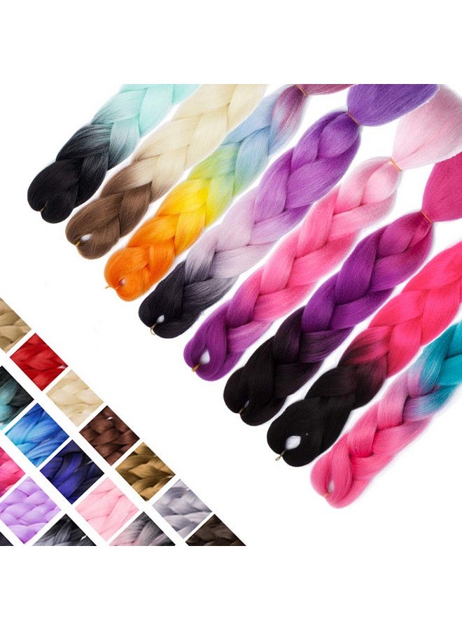 S-noilite 24 Inch Ombre Jumbo Braiding Hair Extensions Jumbo Braid Hair Ombre Long Jumbo Braids For Box Twist Braid Crochet Hair High Temperature Fiber 3 Tone Colored (3 Bundles Purple To Dark Purple) - Image 1