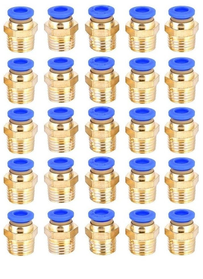 25pcs G1/4 pc6-02 Pneumatic Push Quick Male Connector Air Quick Fittings Adapter for Quick Connection for Pipe and Pneumatic Tools - Image 1