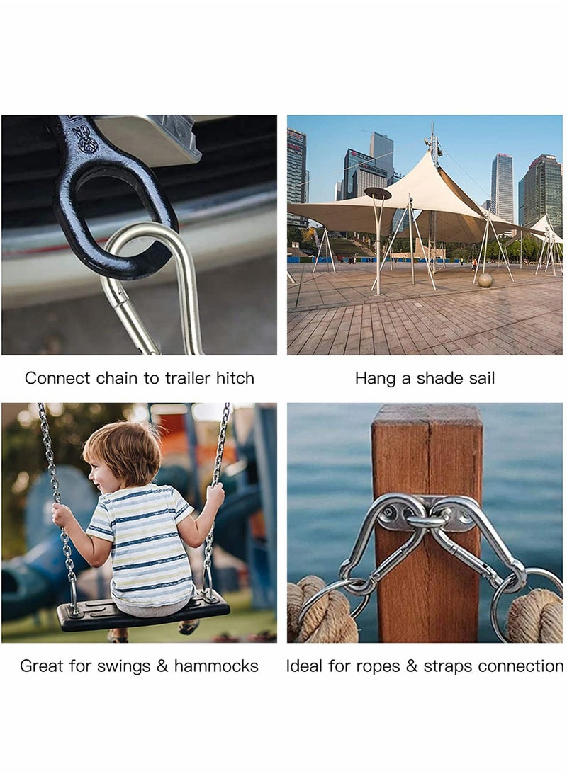 KASTWAVE Carabiner Clip Steel Snap Hook - Heavy Duty Quick Link Keychain, Metal Snap Hook for Dog Leash, Outdoor Camping, Swing, Hammock, Hiking, Rope Connected (M6, 60mm, can Hold 300lbs) 8 Pcs  - Image 3