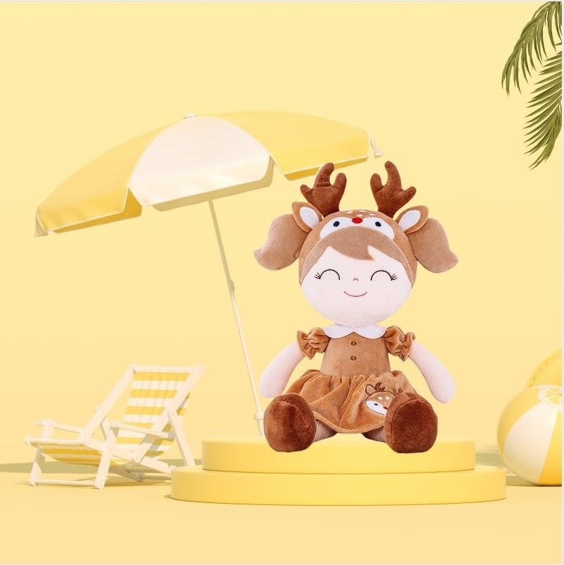 جلوفيليا Gloveleya Plush Baby Doll Girl Gift Spring el elk Deer Doll Kids Soft Toy Brown 16 "" - Image 3