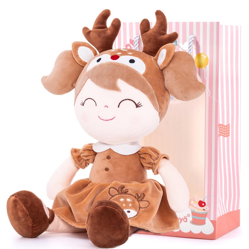 جلوفيليا Gloveleya Plush Baby Doll Girl Gift Spring el elk Deer Doll Kids Soft Toy Brown 16 "" - Image 1