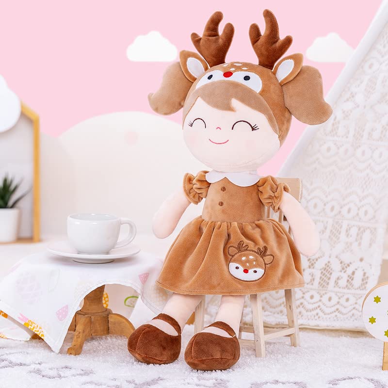 جلوفيليا Gloveleya Plush Baby Doll Girl Gift Spring el elk Deer Doll Kids Soft Toy Brown 16 "" - Image 2