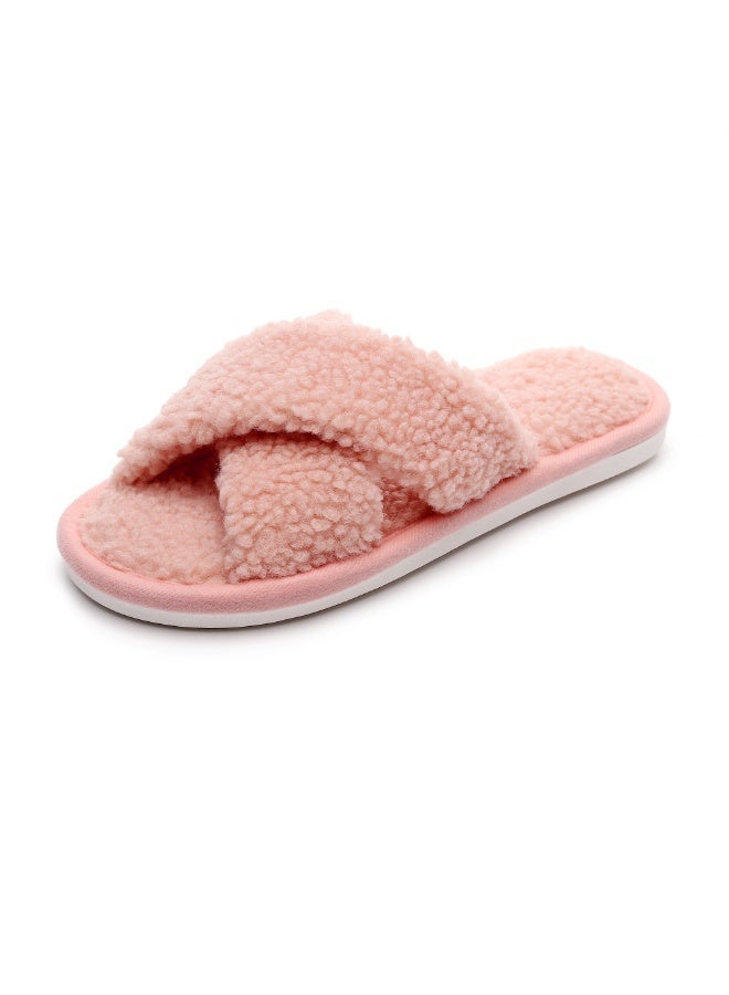 GUOLUOFEI Women’s Cozy Plush Open Toe Slippers Cross Band Furry Fluffy Memory Foam Soft House Slides Indoor Outdoor - Image 3