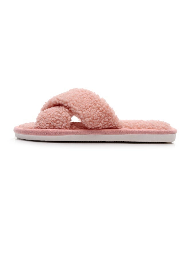 GUOLUOFEI Women’s Cozy Plush Open Toe Slippers Cross Band Furry Fluffy Memory Foam Soft House Slides Indoor Outdoor - Image 4