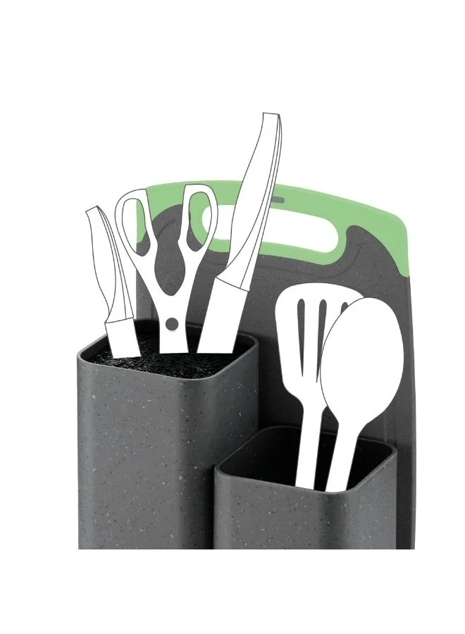 Fissman  Kitchen Utensil Organizer with Cutting Board Holder, Multi-Functional Countertop Storage Rack, Knives, Cooking Tools & Kitchen Accessories, Compact Kitchen Storage Holder  | Best Price UAE