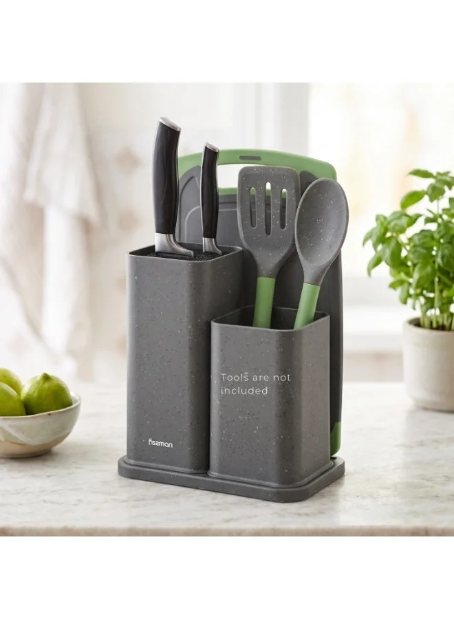 Fissman  Kitchen Utensil Organizer with Cutting Board Holder, Multi-Functional Countertop Storage Rack, Knives, Cooking Tools & Kitchen Accessories, Compact Kitchen Storage Holder  | Best Price UAE