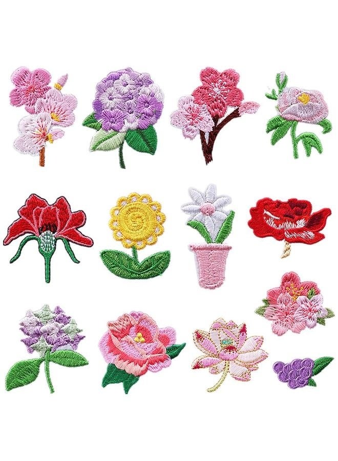 13pcs Mini Flower Iron On Patches 13 Patterns Decorative Embroidered Patches Floral Sewing Appliques Valentines Wedding for Jeans, Clothing, Jacket, Hat, Backpacks, Pants, Bouquet  - Image 1