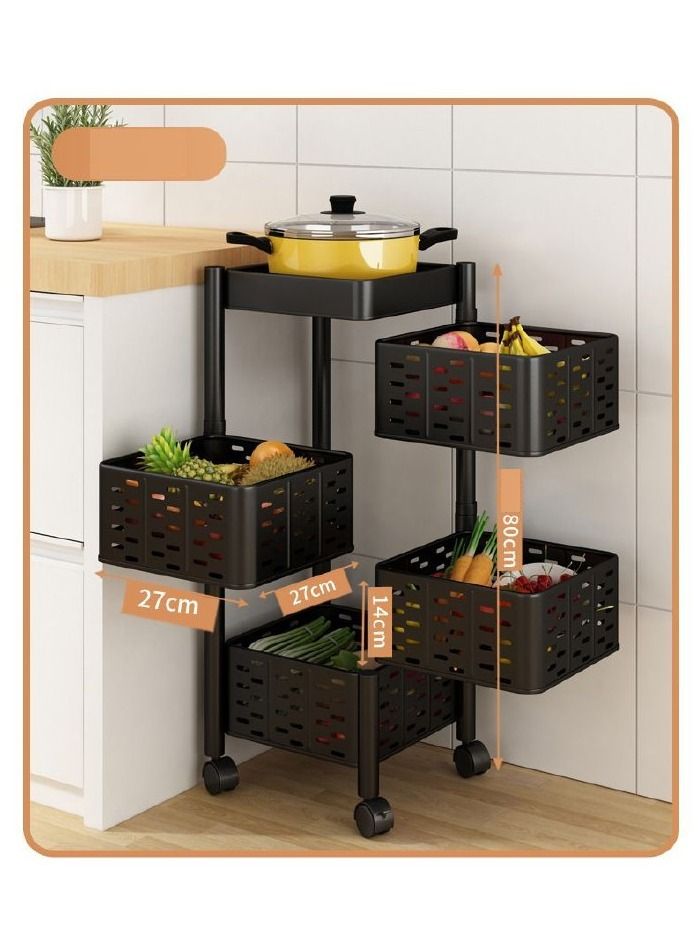 Stainless Steel Kitchen Rotating Vegetable Spice Rack Storage Organizer with Wheel Bathroom Shelf - Image 1