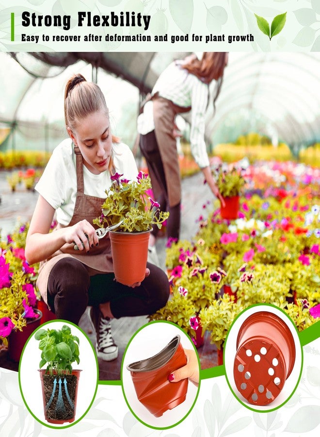 TDHDIKE 6 Inch Plastic Plant Nursery Pot/Pots (100pcs Pots and 100pcs Plant Labels) Seedlings Flower Plant Container (Red) Seed Starting Pots Indoor Outdoor - Image 5