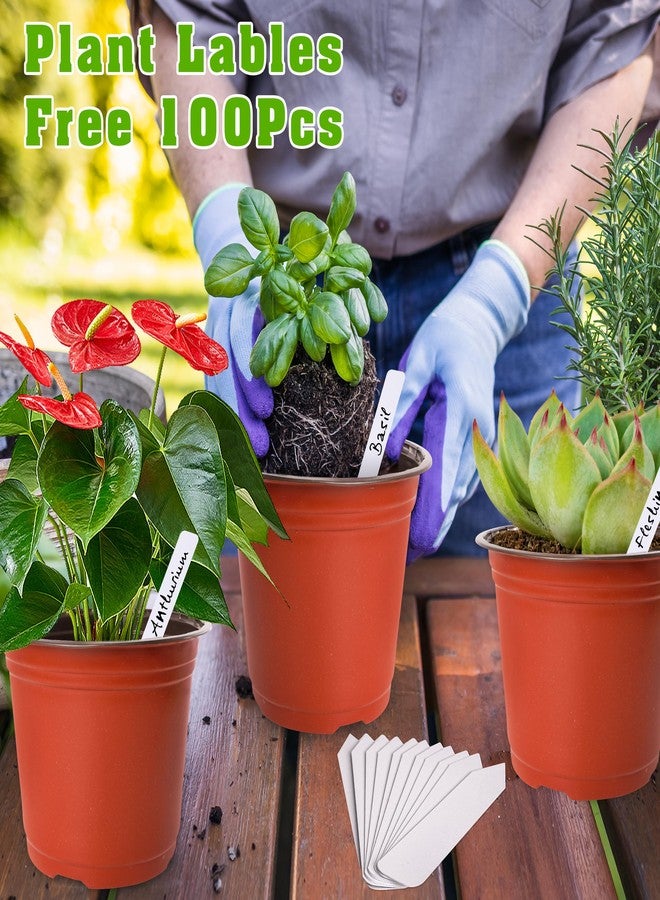 TDHDIKE 6 Inch Plastic Plant Nursery Pot/Pots (100pcs Pots and 100pcs Plant Labels) Seedlings Flower Plant Container (Red) Seed Starting Pots Indoor Outdoor - Image 4