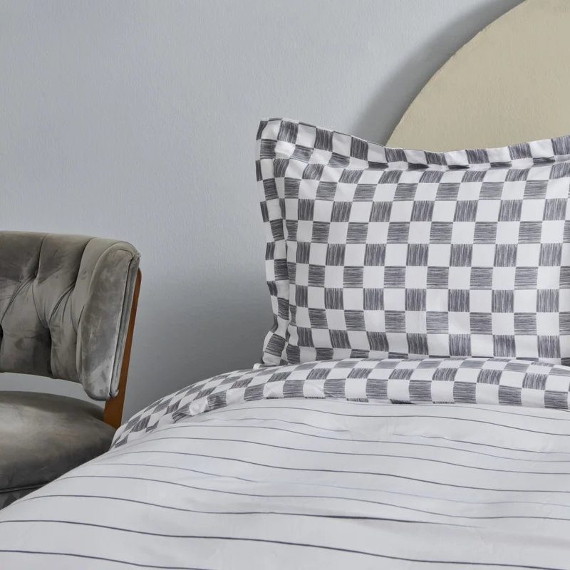 Karaca Home Cordova Anthracite 100% Cotton Double Duvet Cover Set