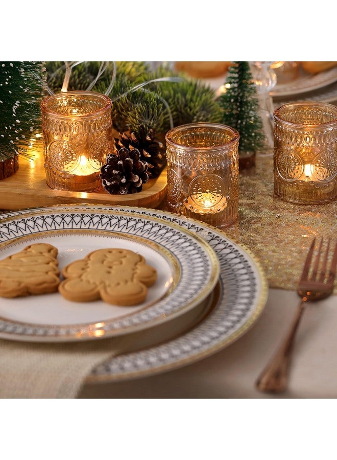 DEVI 24pcs Gold Glass Votive Candle Holders, Wedding Decorations, Gold Centerpieces for Tables, Bridal Shower Fall Party Home Table Decor - Image 1