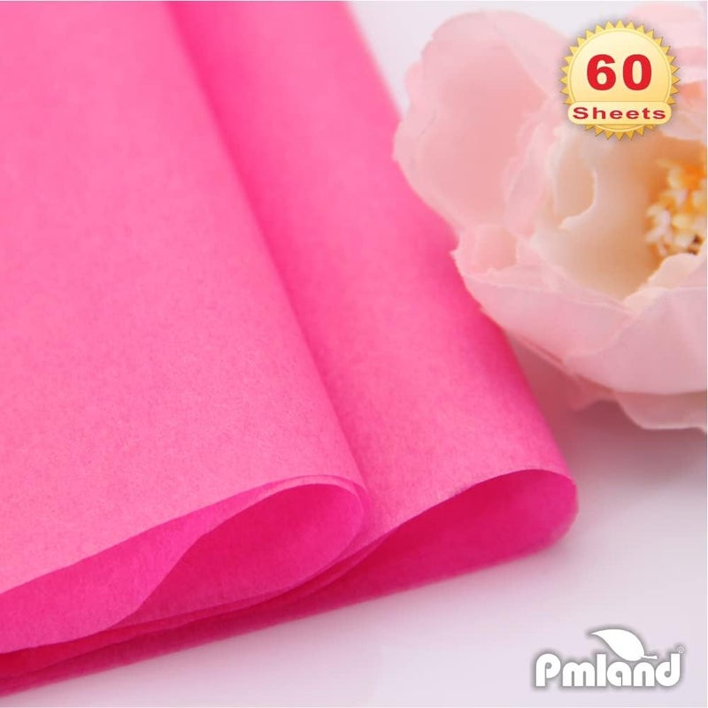 PMLAND Premium Quality Gift Wrapping Paper - Hot Pink Color - 20 Inches x 26 Inches 60 Sheets - Image 2