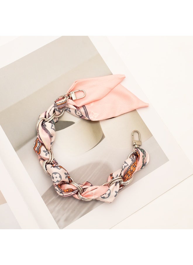 NIBEMINENT Beaded Phone Lanyard, Anti Lost Removable Wrist Strap, Weaving Silk Scarf Bracelet Pendant, Phone Keychain Lanyard, White 