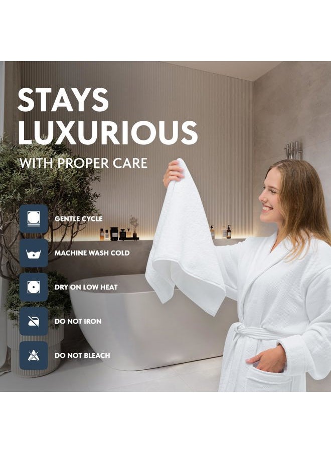 White Classic Luxury White Hand Towels - Soft 100% Turkish Cotton | Highly Absorbent Hotel spa Bathroom Towel Collection | 16x30 Inch | Set of 6  - Image 5