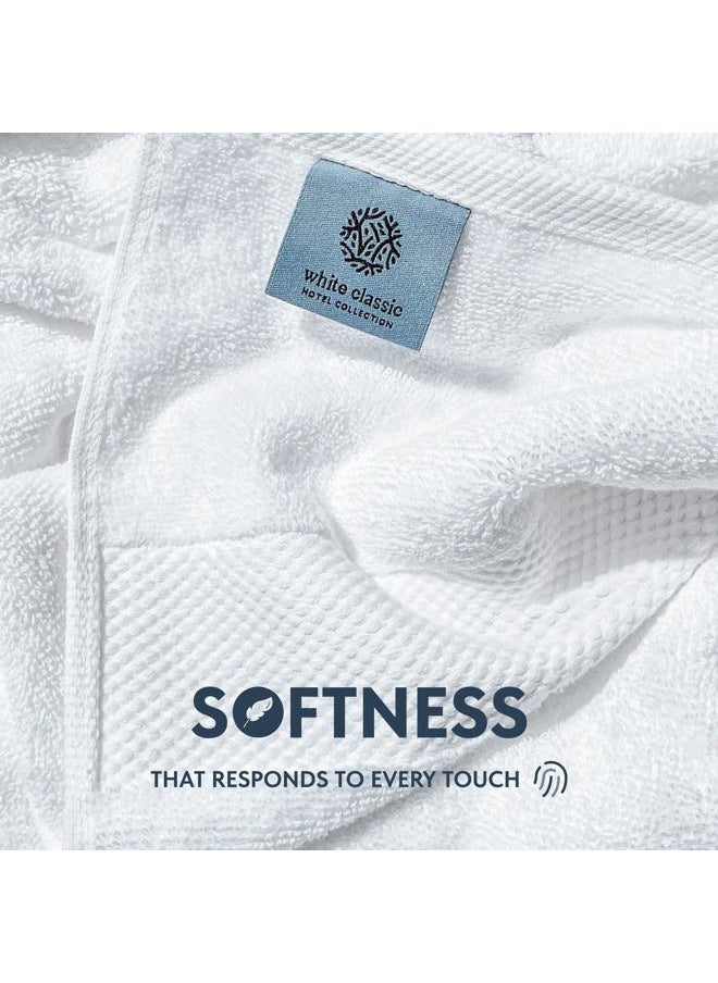 White Classic Luxury White Hand Towels - Soft 100% Turkish Cotton | Highly Absorbent Hotel spa Bathroom Towel Collection | 16x30 Inch | Set of 6  - Image 3