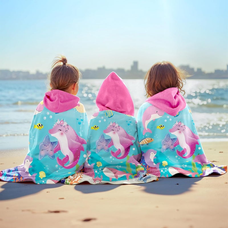 INXENG Kids Bath Towels, Soft Hooded Towel for Boys and Girls, Bathrobe with Colorful Pattern, Cute Towel for Pool, Beach, and Bathroom, Ideal Gift for Children - Image 3