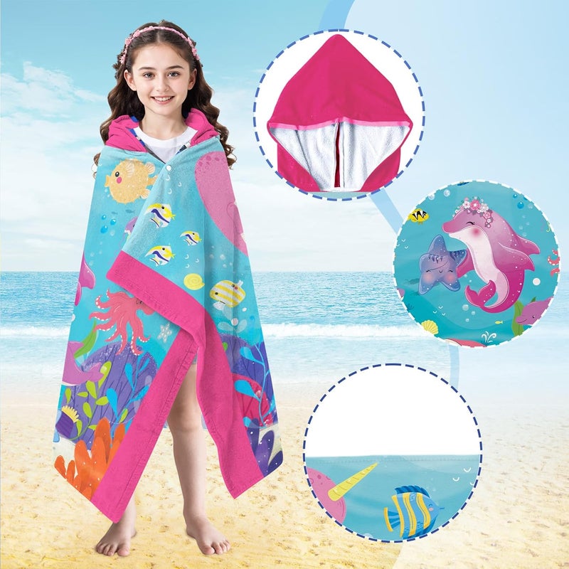 INXENG Kids Bath Towels, Soft Hooded Towel for Boys and Girls, Bathrobe with Colorful Pattern, Cute Towel for Pool, Beach, and Bathroom, Ideal Gift for Children - Image 5