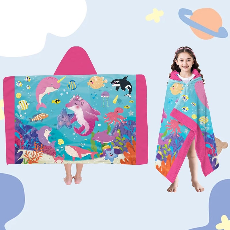 INXENG Kids Bath Towels, Soft Hooded Towel for Boys and Girls, Bathrobe with Colorful Pattern, Cute Towel for Pool, Beach, and Bathroom, Ideal Gift for Children - Image 2