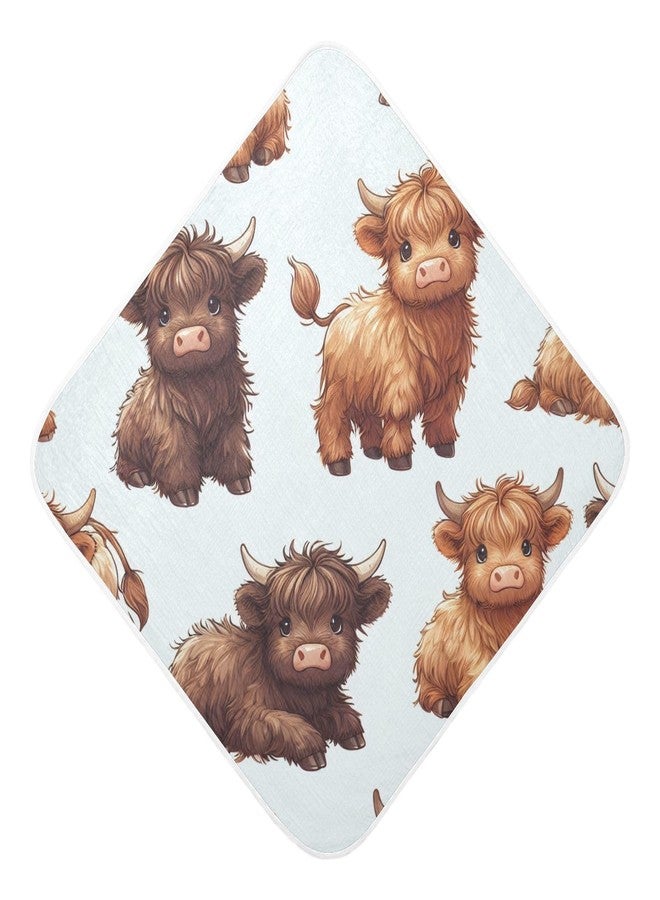 WELLDAY Highland Cows Hooded Baby Bath Towels, Cotton Soft Hooded Towel for Babies - Absorbent Baby Bath Towels 30x30 Inch - Image 2