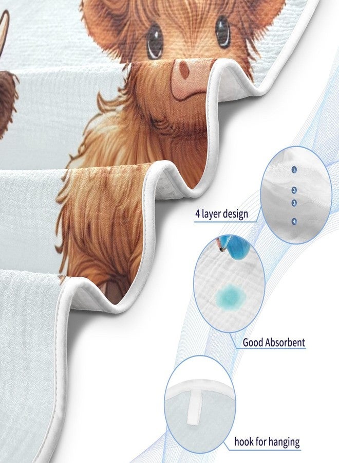 WELLDAY Highland Cows Hooded Baby Bath Towels, Cotton Soft Hooded Towel for Babies - Absorbent Baby Bath Towels 30x30 Inch - Image 3