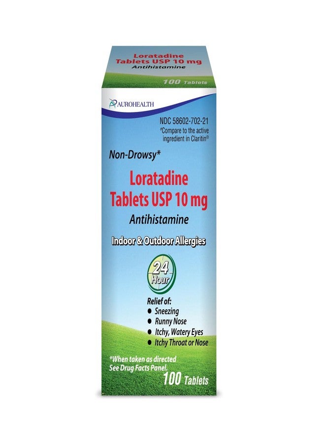 Aurohealth Loratadine 10 mg Tablet, 100 Count 10x10's Blister Unit Dose (Compare to CIaritin) - Image 1