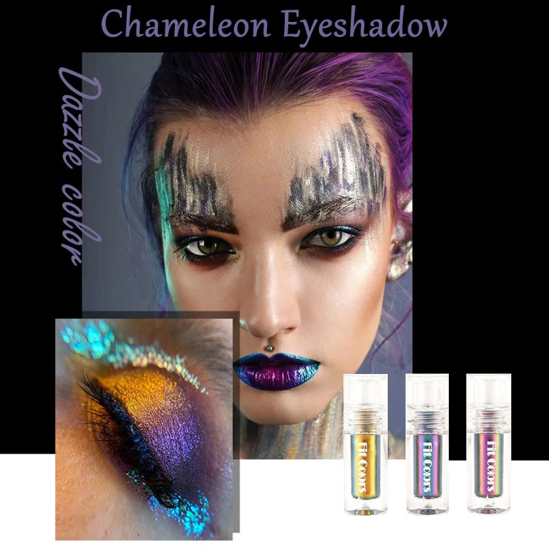 Domality Chameleon Eyeshadow Liquid Set, 3pcs Intense Color Shifting Multichrome Eyeshadow, Highly Pigment Metallic Long Lasting Quick-Drying No Creasing Eye Makeup - Image 3