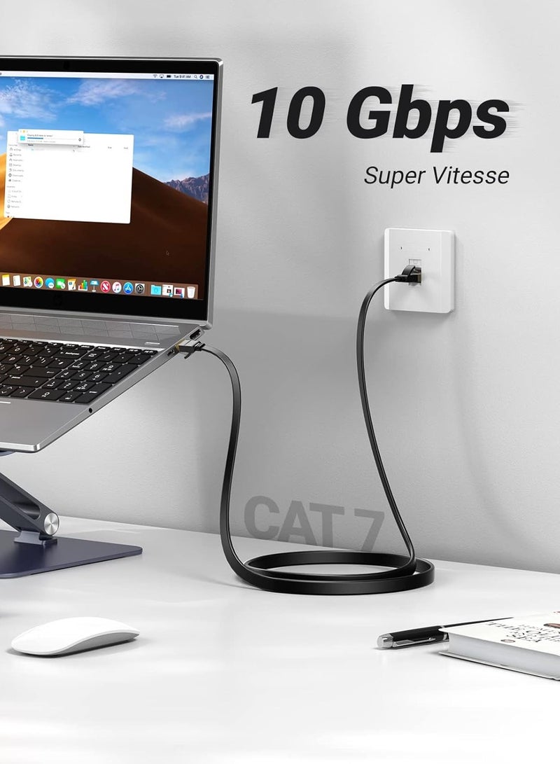 يو جرين UGREEN Cat 7 U/FTP Lan Cable Flat Design  (Black) - Image 5