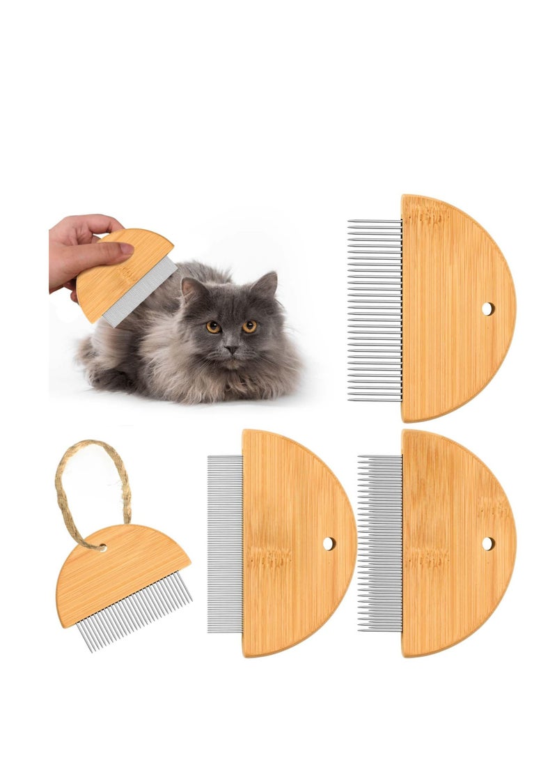Excefore Flea Comb for Cats, 3 Pcs Wooden Cat Comb Pet Comb, for Removes Tangles and Loose Fur, Grooming Comb Tool for Cats,Dogs and Rabbits Tangled Hair - Image 1