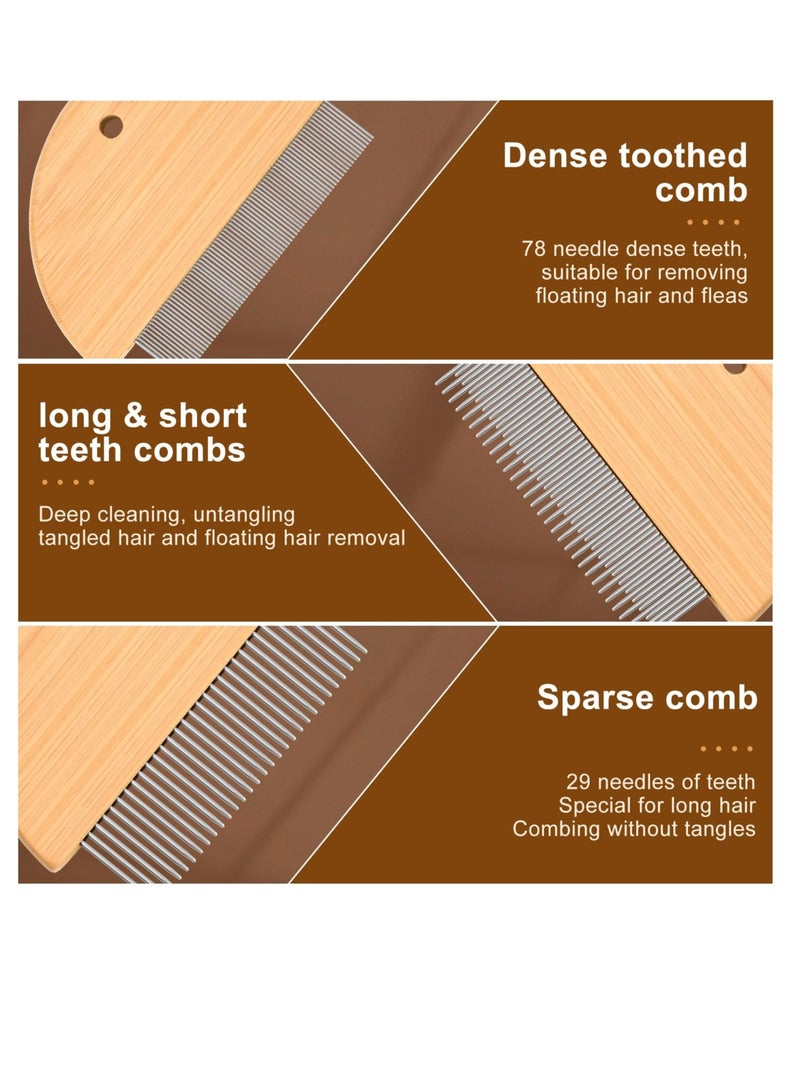 Excefore Flea Comb for Cats, 3 Pcs Wooden Cat Comb Pet Comb, for Removes Tangles and Loose Fur, Grooming Comb Tool for Cats,Dogs and Rabbits Tangled Hair - Image 2