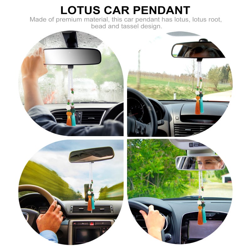 1Pc Rearview Mirror Bead Roots Pendant Car Interior Hanging Decor - Image 3