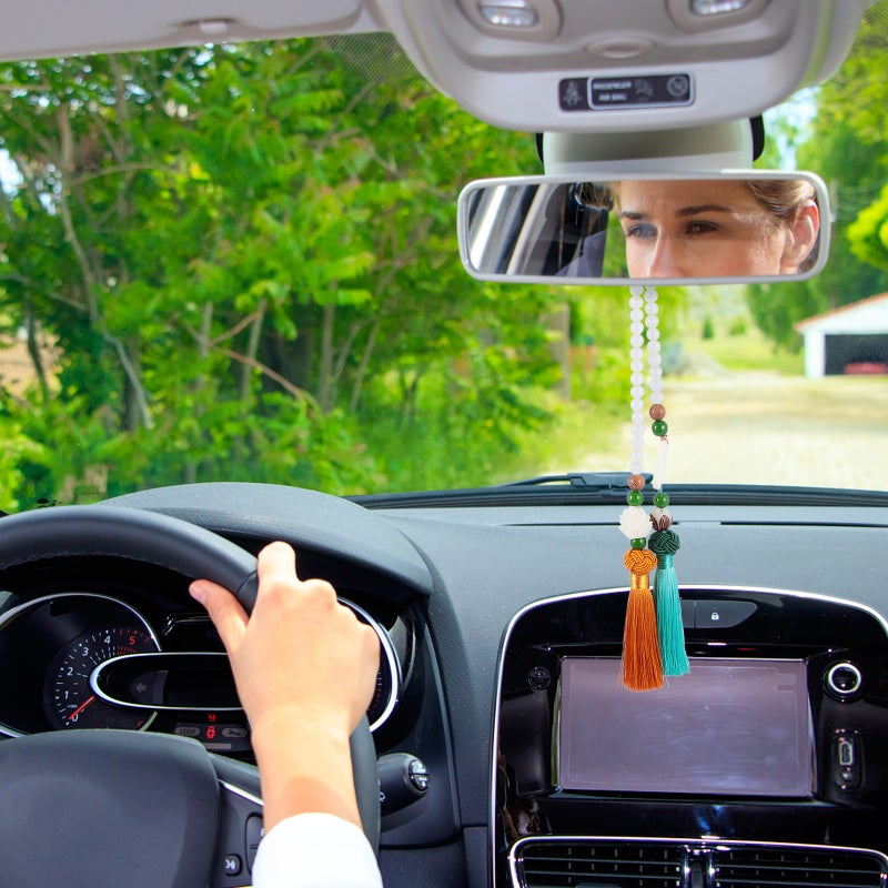 1Pc Rearview Mirror Bead Roots Pendant Car Interior Hanging Decor - Image 4
