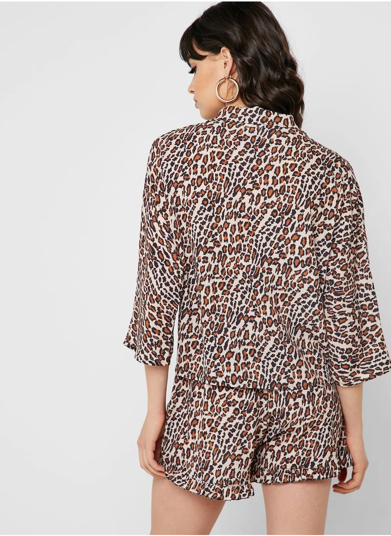 Ginger Leopard Print Tie Hem Shirt