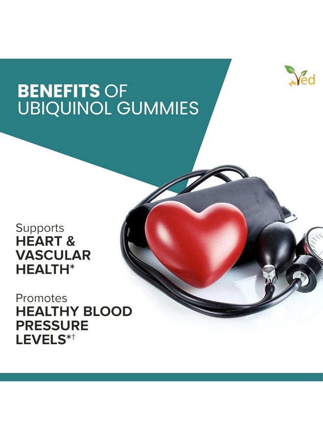 VED فيد يوبكوينول جومي | الشكل النشط من كو كيو 10 | امتصاص عالي/نشاط حيوي معزز | ضروري لصحة القلب وإنتاج الطاقة الخلوية | 150 ملغ، 90 جومي (عبوة من 2) - Image 4