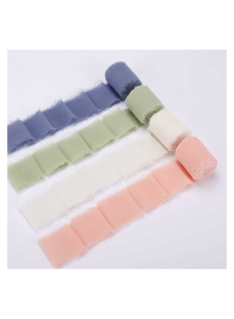 4 لفة يدويا شرابة الشيفون الشريط 4cm س 5M المستخدمة في دعوات الزفاف باقة هدية التفاف ديي الحرف اليدوية - Image 1