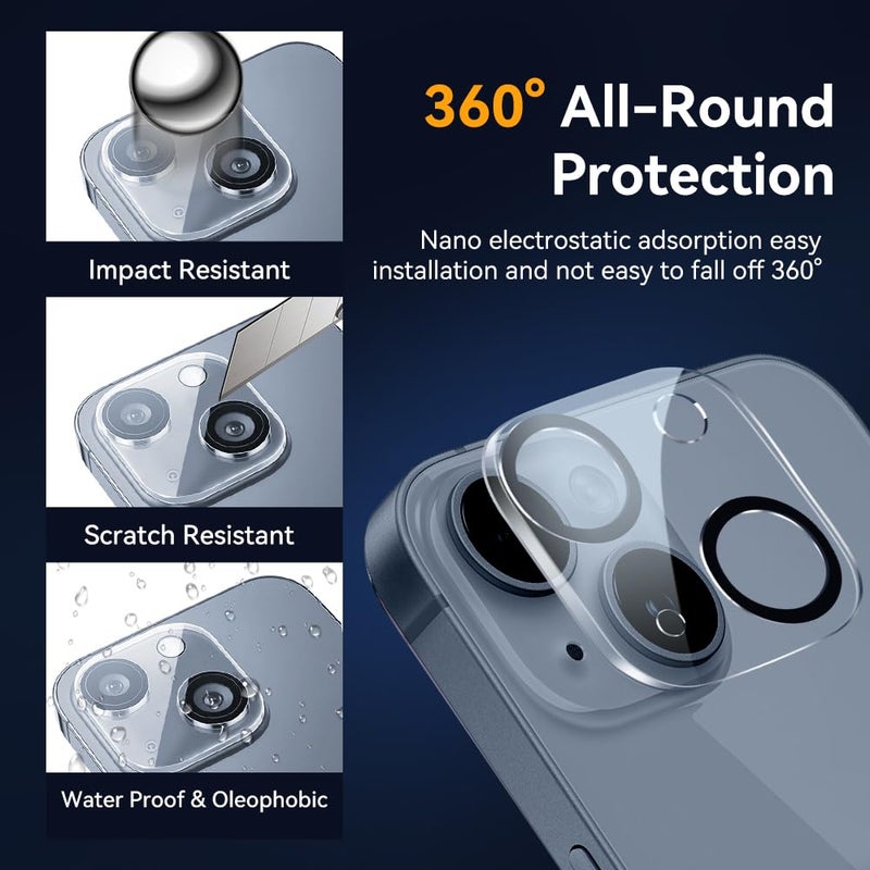 Vipsent Camera Lens Protector for iPhone 15 / iPhone 14 6.1" ï¼† iPhone 15 Plus/iPhone 14 Plus 6.7" ,9H Tempered Glassï¼ŒUltra HD, Scratch Resistance Easy to Installï¼ŒCase Friendlyï¼Œ[Does not Affect Night Shots] 3-Pack - Image 2
