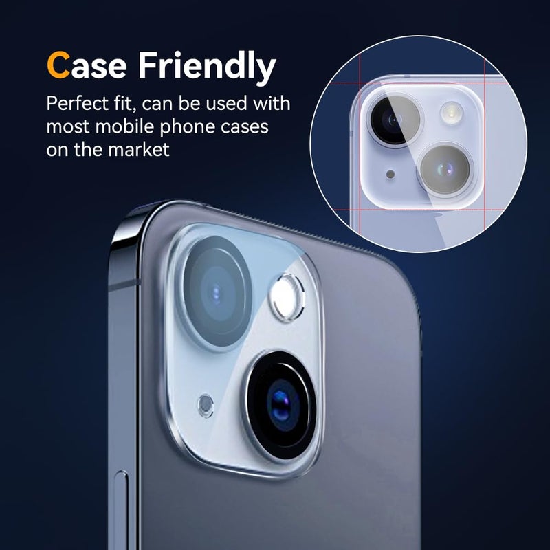 Vipsent Camera Lens Protector for iPhone 15 / iPhone 14 6.1" ï¼† iPhone 15 Plus/iPhone 14 Plus 6.7" ,9H Tempered Glassï¼ŒUltra HD, Scratch Resistance Easy to Installï¼ŒCase Friendlyï¼Œ[Does not Affect Night Shots] 3-Pack - Image 4
