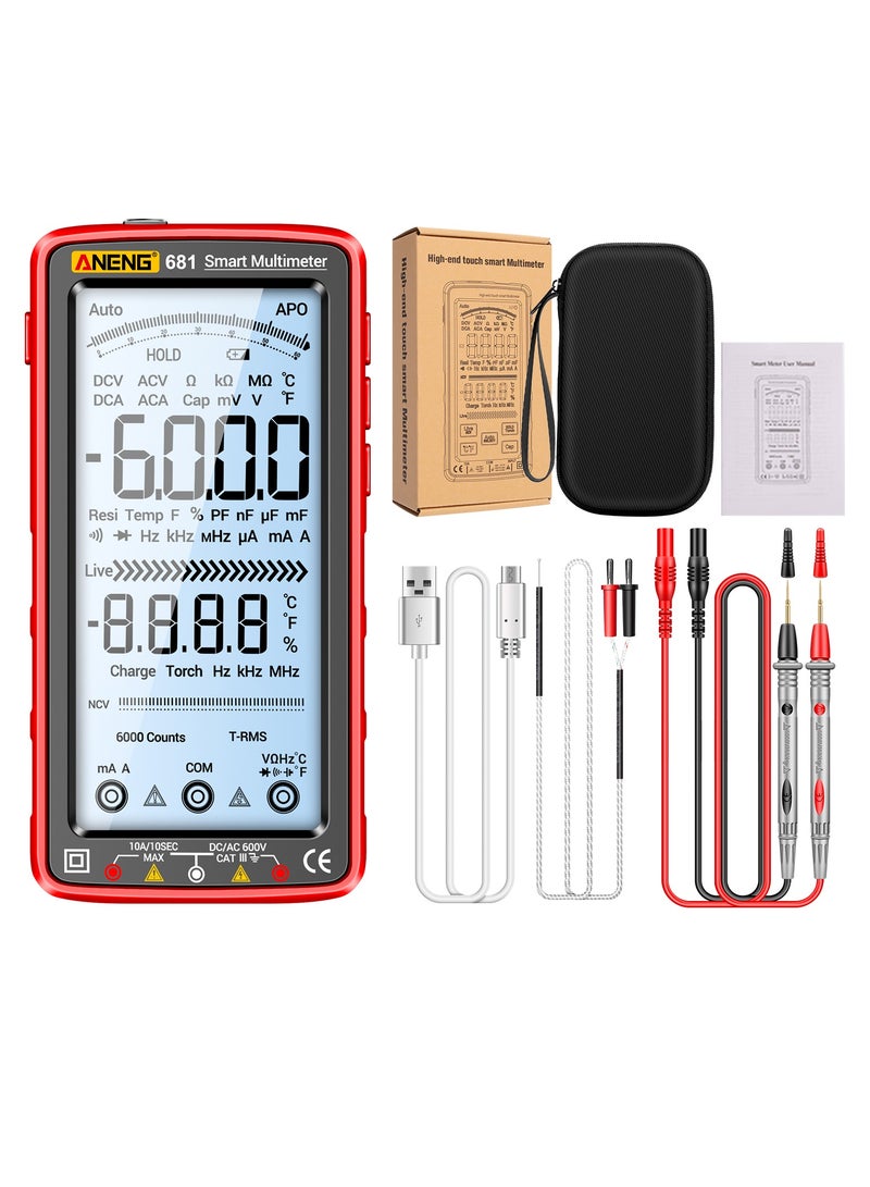 681 6000 Counts Digital Multimeter Smart Anti-burn Rechargeable Universal Meter NCV Tester 5-inch Large LCD with Backlit Flashlight - Image 1