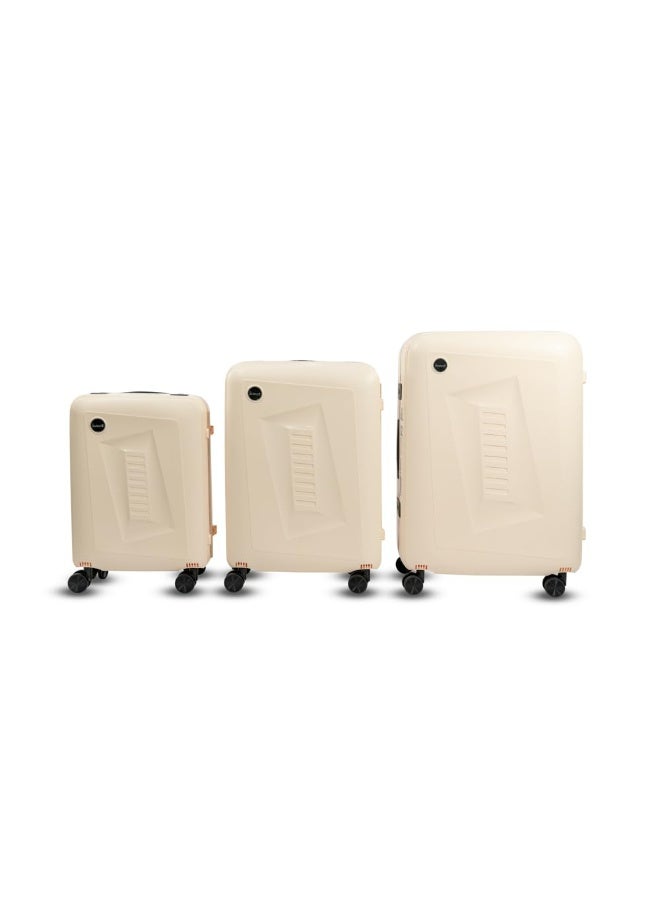20 inch 24 inch 28 inch PP carry on suitcase 3 piece traveling luggage sets fashion style rolling trolley bag (Biege)  - Image 1