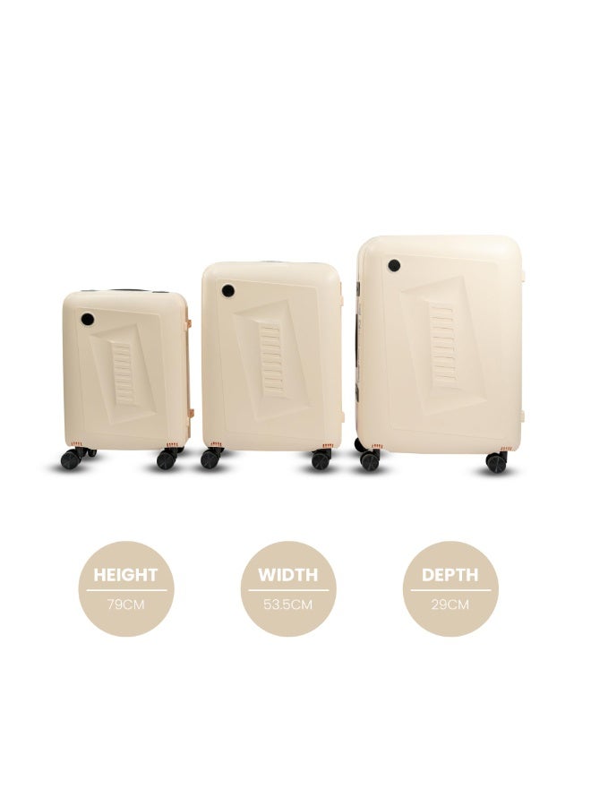 20 inch 24 inch 28 inch PP carry on suitcase 3 piece traveling luggage sets fashion style rolling trolley bag (Biege)