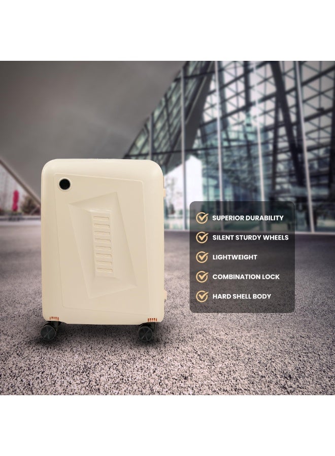 20 inch 24 inch 28 inch PP carry on suitcase 3 piece traveling luggage sets fashion style rolling trolley bag (Biege)  - Image 2